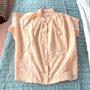 Brass Clothing Co. Ruffle Neck Peach Blouse